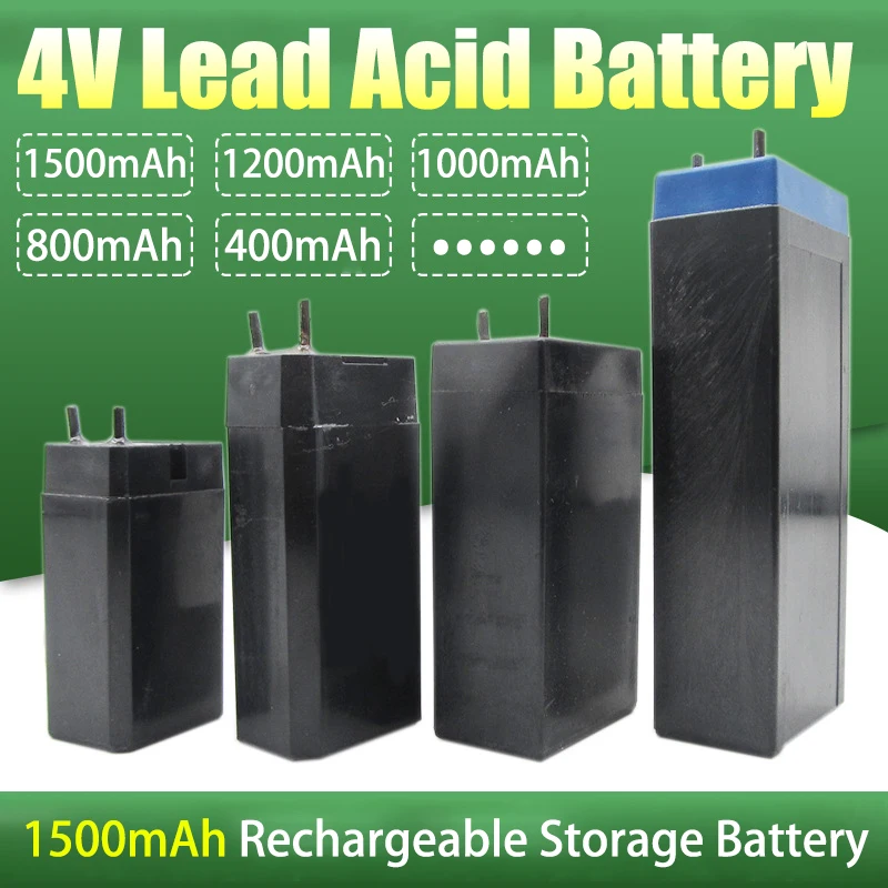 4V 1500mAh Lead Acid Rechargeable Storage Battery Replacement for LED Headlamp Flashlight Electric Mosquito Swatter Kids Toy
