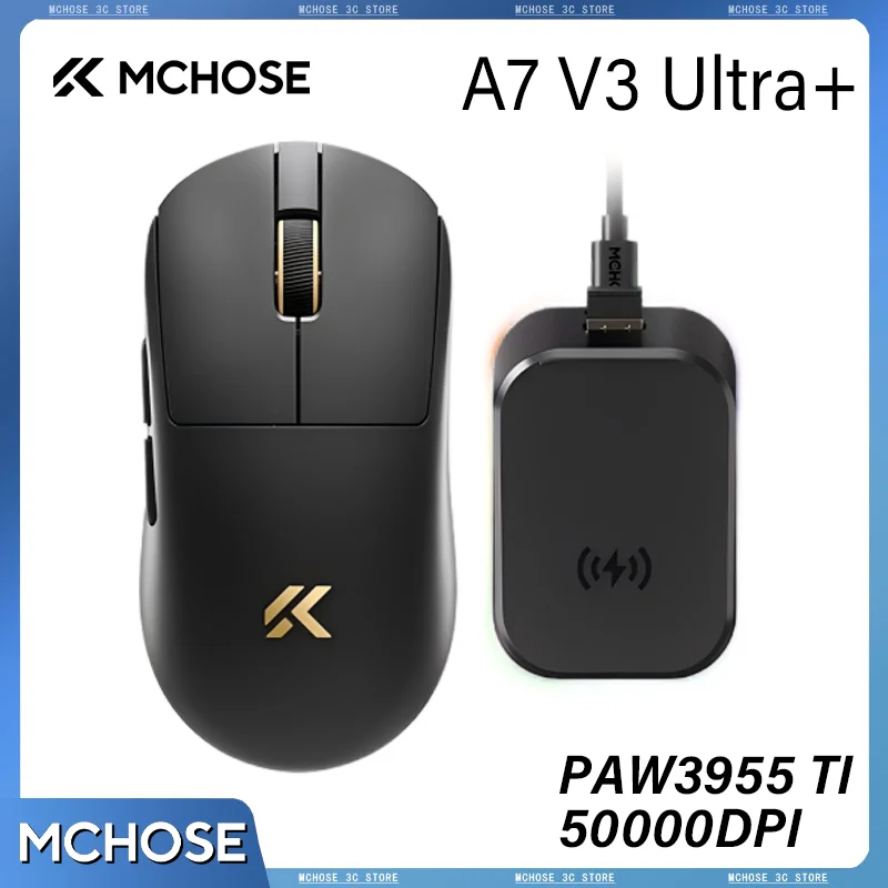 

MCHOSE A7 V3 Wireless Gaming Mouse A7V3 Ultra+ PAW3955 8K Polling Rate Nordic54L15 Master Chip 50000DPI 59g Support BT 2.4G