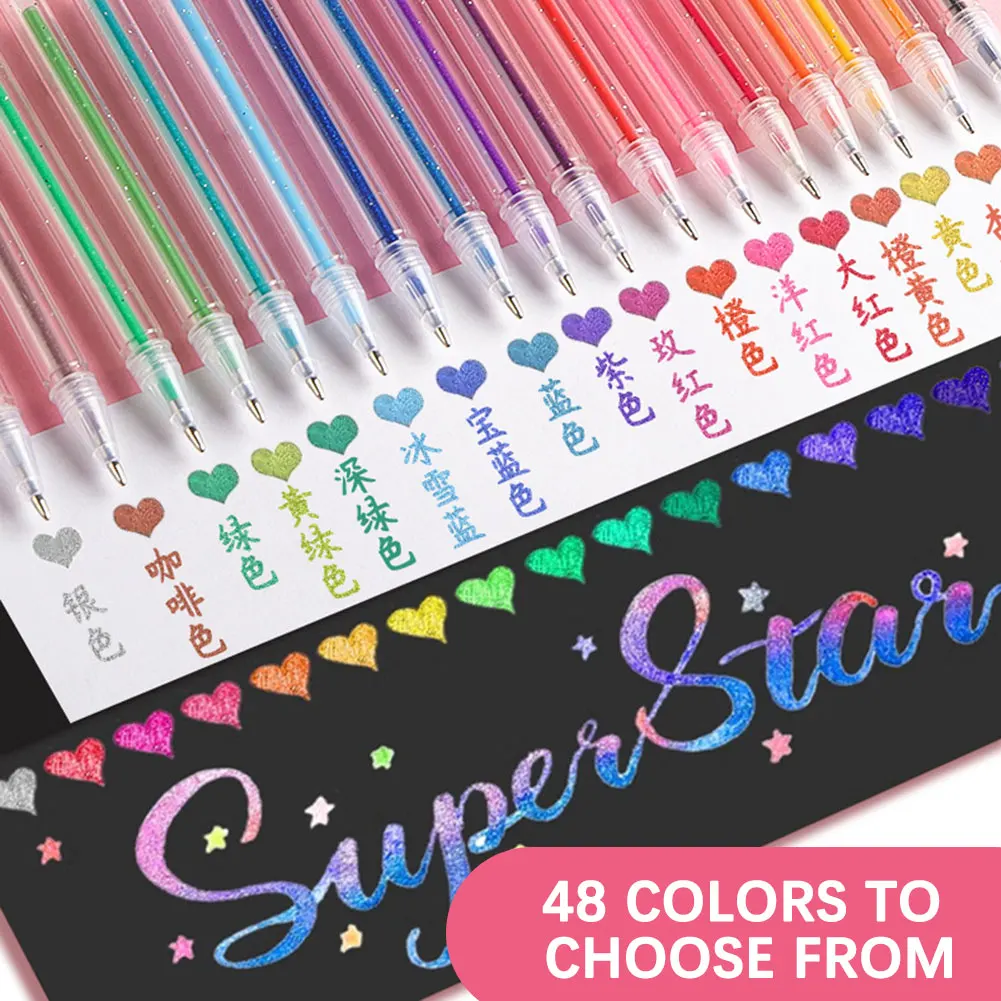 

Glitter Gel Pen Set,8-48 Colors Iridescent Glitters Gel Ink Pen Set,Metallic Sparkly Gel Pens,School Art Class Projects