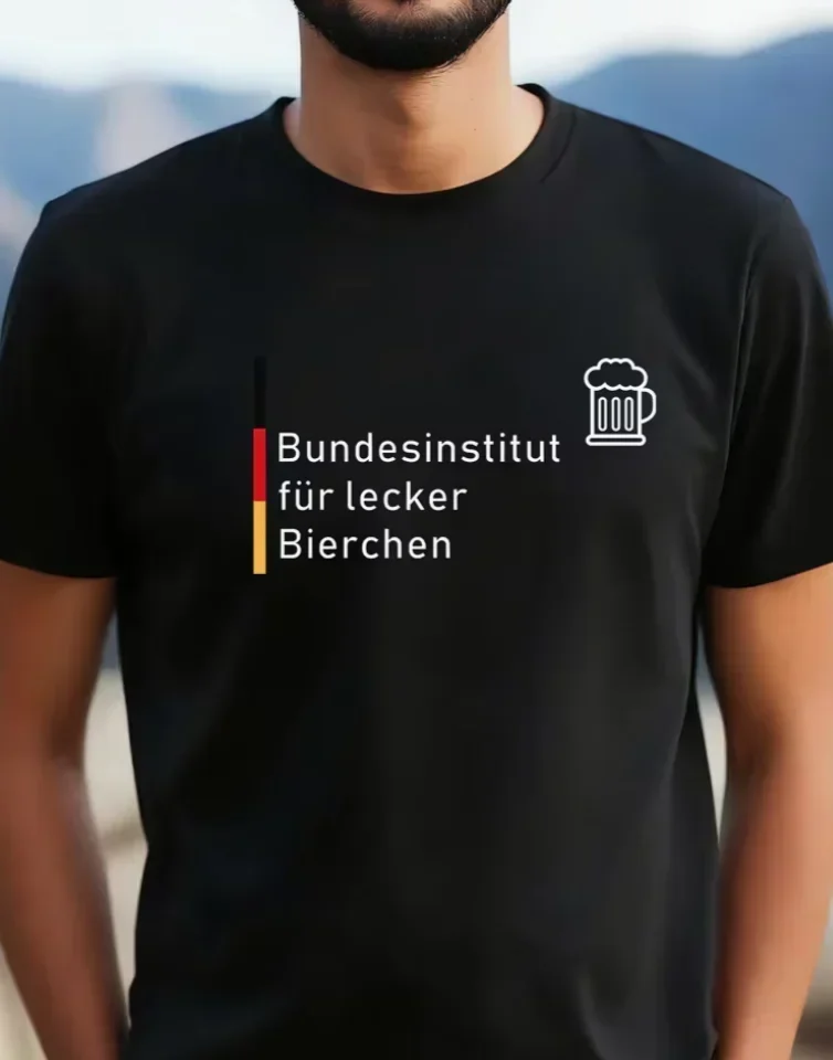 Men's German Beer Humor T-Shirt Quick-Dry Breathable Summer Tee German Flag Lecker Bierchen Round Neck Casual Shirt Lovers Gift