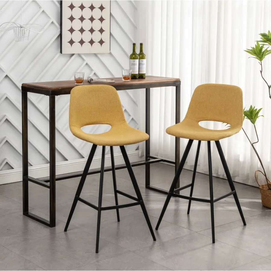 

Porth Fabric Kitchen 28.25 Counter Height Stools Set of 2 Yellow