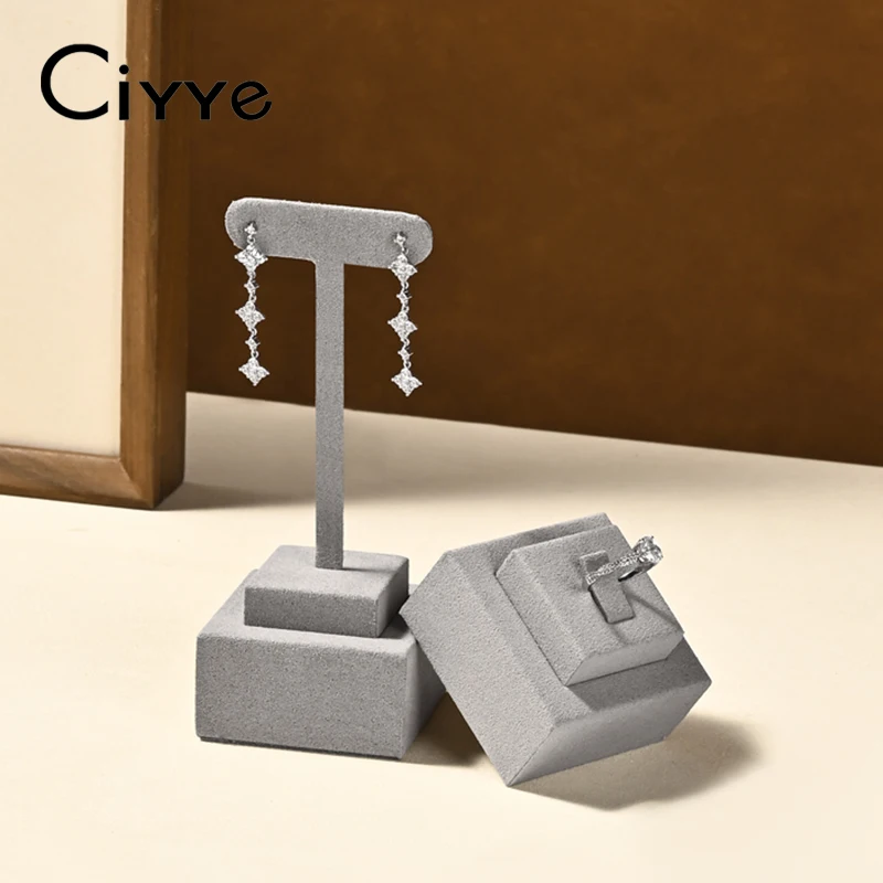 Ciyye Jewelry Display Stand Ring Organizer Microfiber Earring Ring Storage Rack Desktop Store Window Ladies Jewelry Display Prop