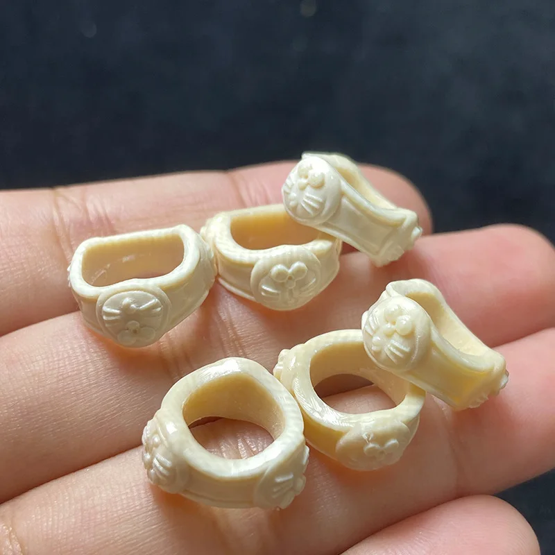 

Mammoth Tooth Engraved Running Ring Bracelet Pendant Buddhist Beads Essential Small Accessories Mammoth Tusk Doraemon Ring DIY