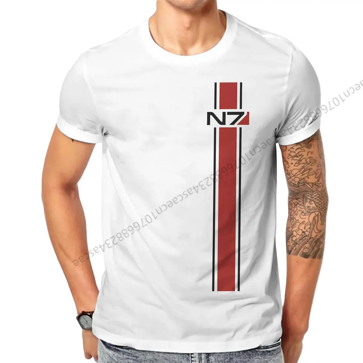 Mass Effect N7 Logo T Shirt Men Tees Summer Clothing Cotton O-Neck TShirt