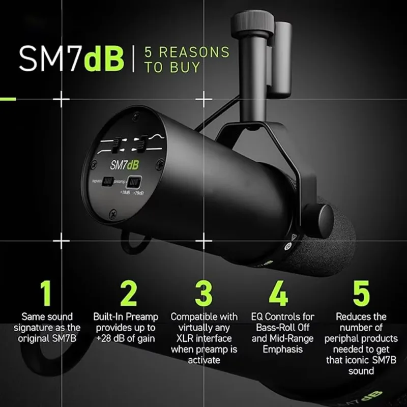 SM7B/SM7DB استوديو قلبي ميكروفون صوتي ديناميكي بث أداء مرحلة البث المباشر ميكروفون سلكي SM7DB