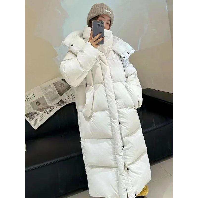 Long Coats Down Hooded Winter Coat Female Korean Fashion Casual Outwear Loose Parka Windproof Warm Winter Jackets Woman 2024