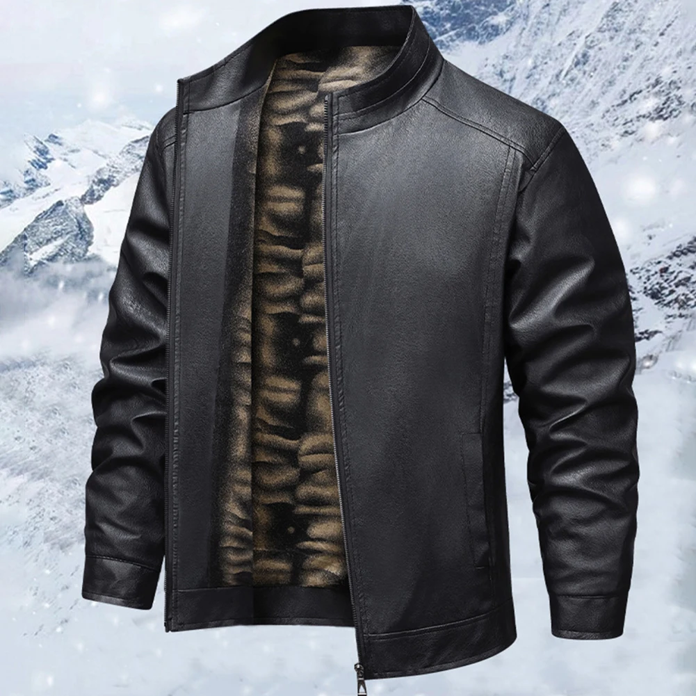 

Мужская мотоциклетная кожаная куртка из тонкой бархатной ветрозащитной ткани и застежкой-молнией для повседневного и уличного ношения