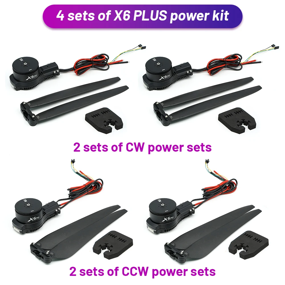 4 set Hobbywing X6 Plus Motor Power System Combo with 24inch 2480 Foldable Propeller 30mm Tube for Agriculture UAV Drone