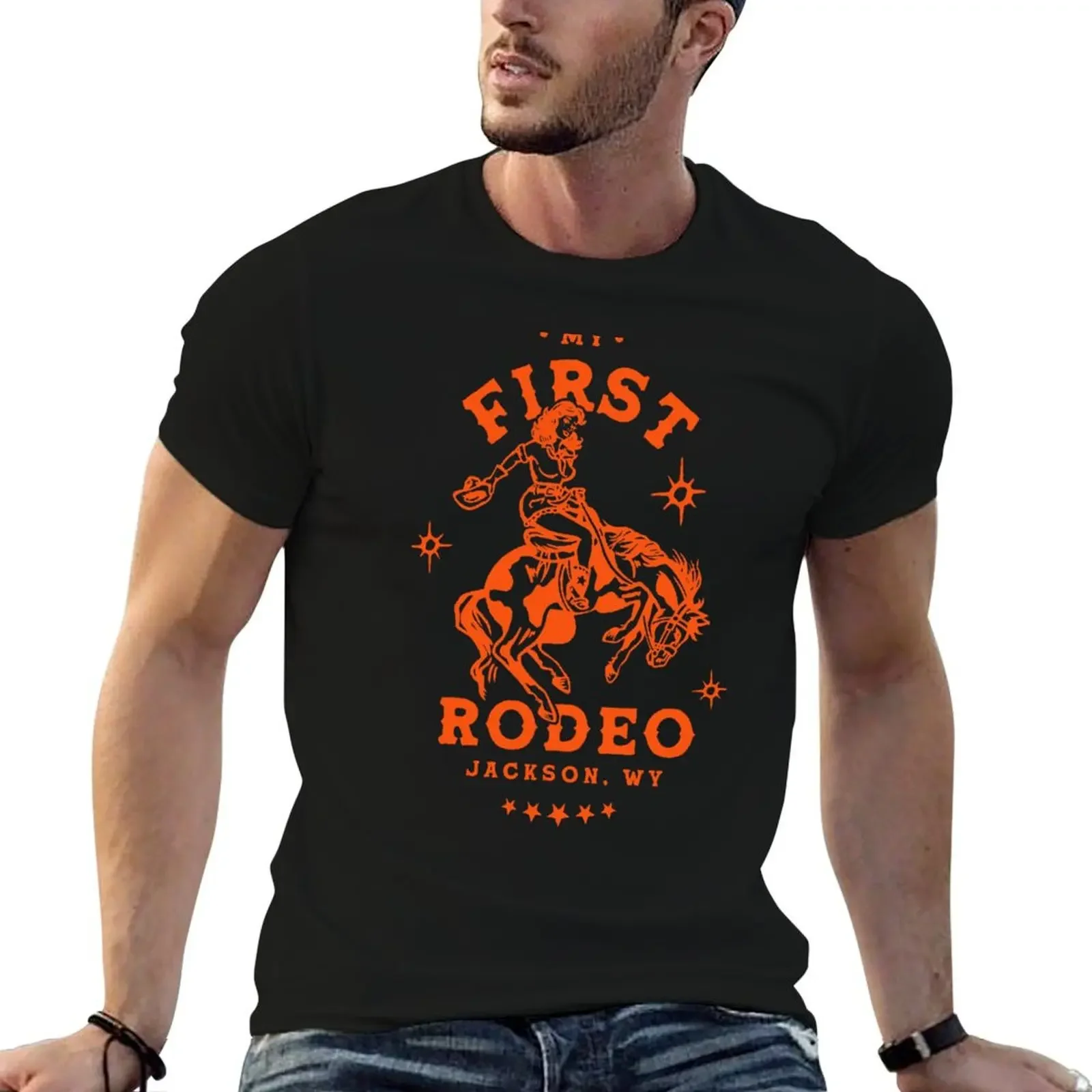 

My First Rodeo: Jackson, Wyoming. Vintage Cowgirl Pinup T-Shirt graphic tee shirt funny gifts plus sizes outfits for men