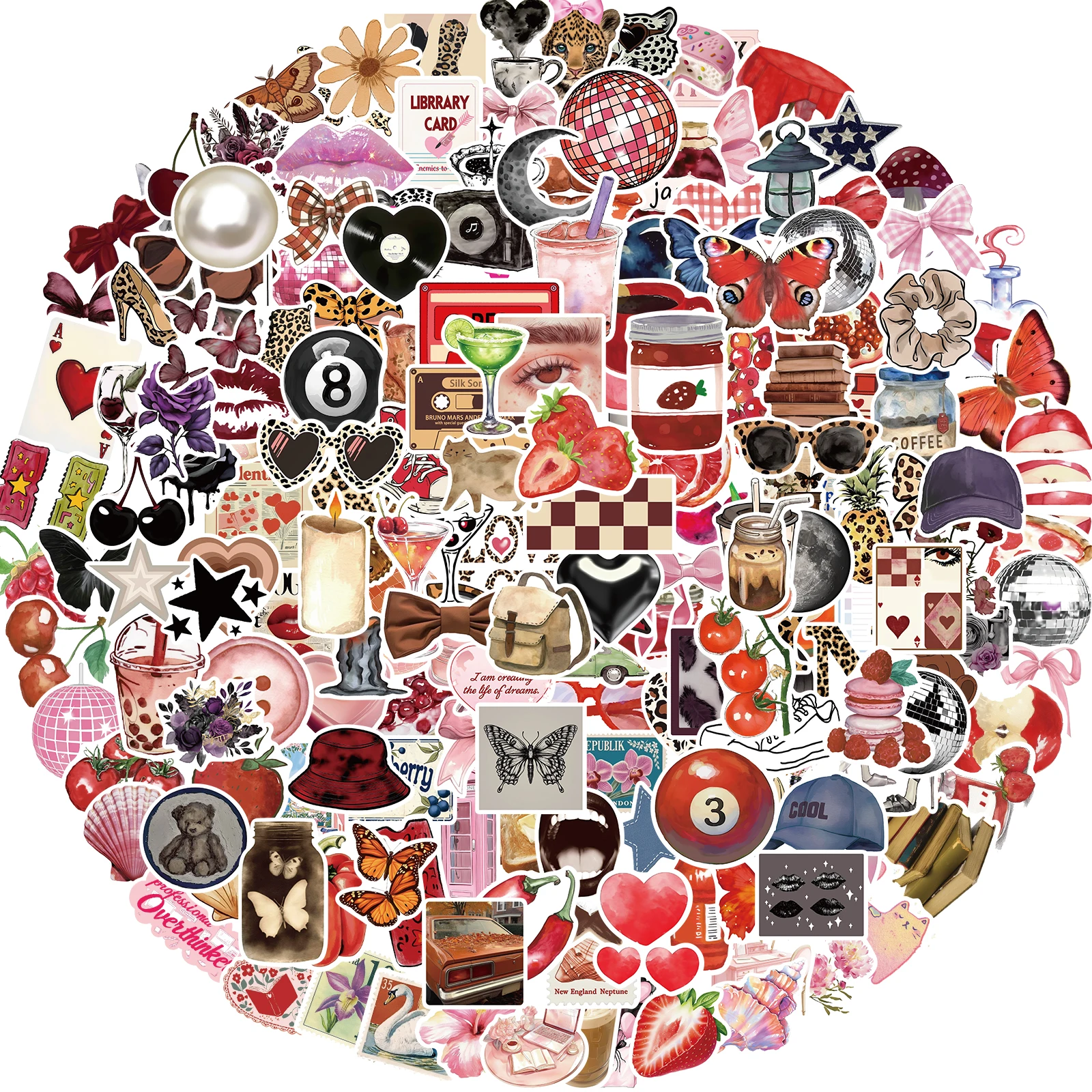 200PCS Y2K Retro Aesthetic Stickers Cute Clean Cool Girl Decals Vinyl Waterproof for Laptop Cyber Trend Stickers