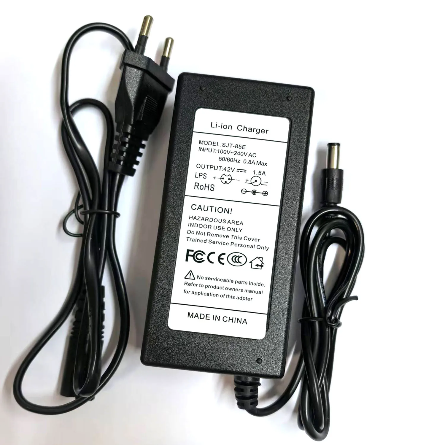 

42V 1.5A polymer lithium battery charger 100-240v DC5525 Portable Charger