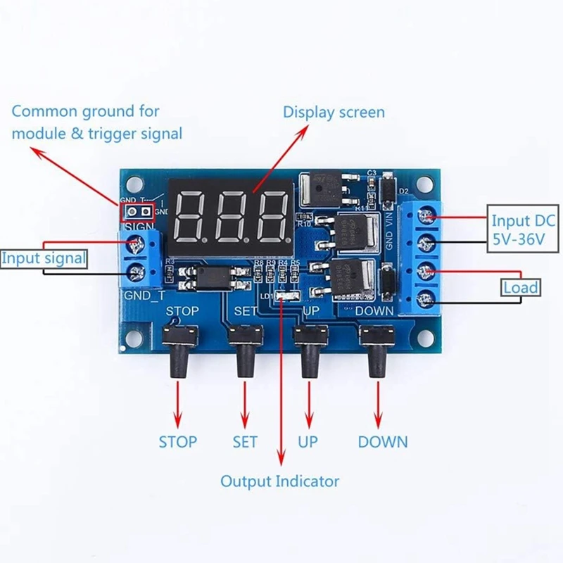 24-Hour Delivery J04 Timer Delay Relay DC 5V 12V 24V On Off Timer Module Trigger Cycle Dual MOS Delay Control Board With Digital
