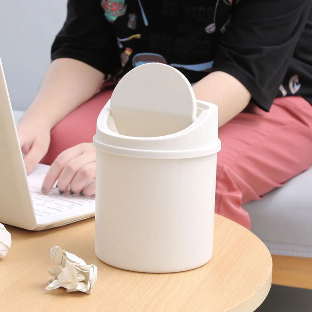 2 Pcs Garbage Can Daily Use Trash Car Desktop Plastic Storage Bins Bucket Wear-resistant Convenient Office with Lid