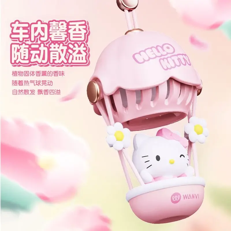 Sanrio Hello Kitty Car Aromatherapy Pendant Cartoon Anime Accessories Hot Air Balloon KT Decoration Kawaii Fragrance Ornaments