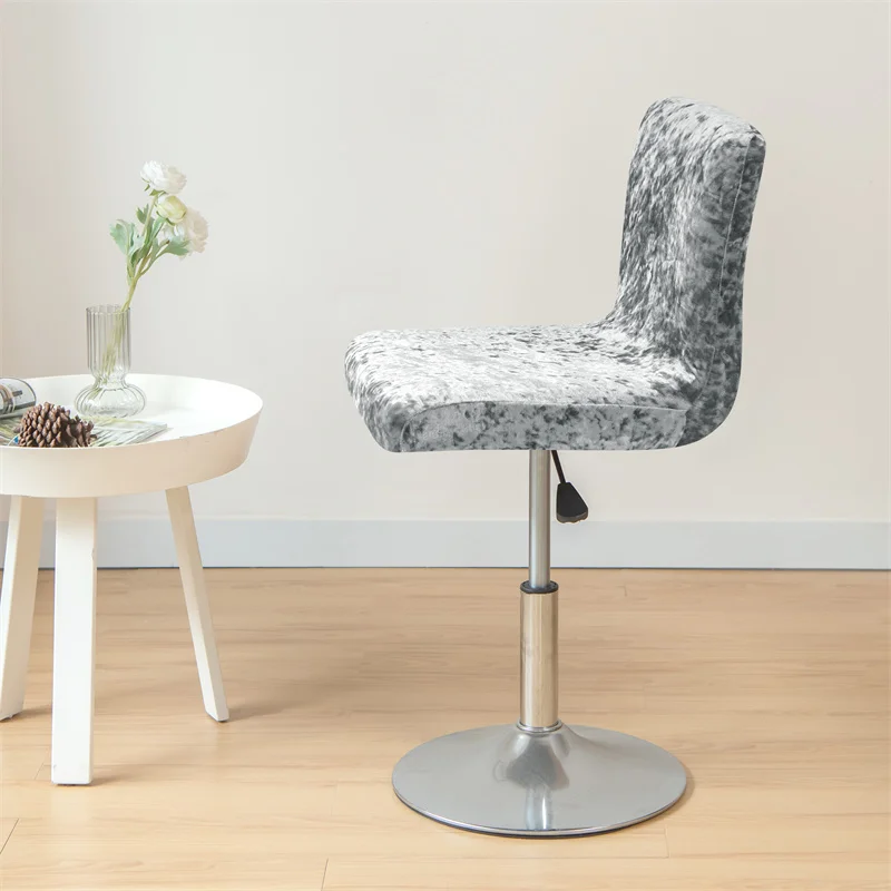 1PC Velvet Bar Chair Cover Stretch Classic Style Armless Chair Covers Solid Colour Short Back Seat Cover for Dining Room Banquet