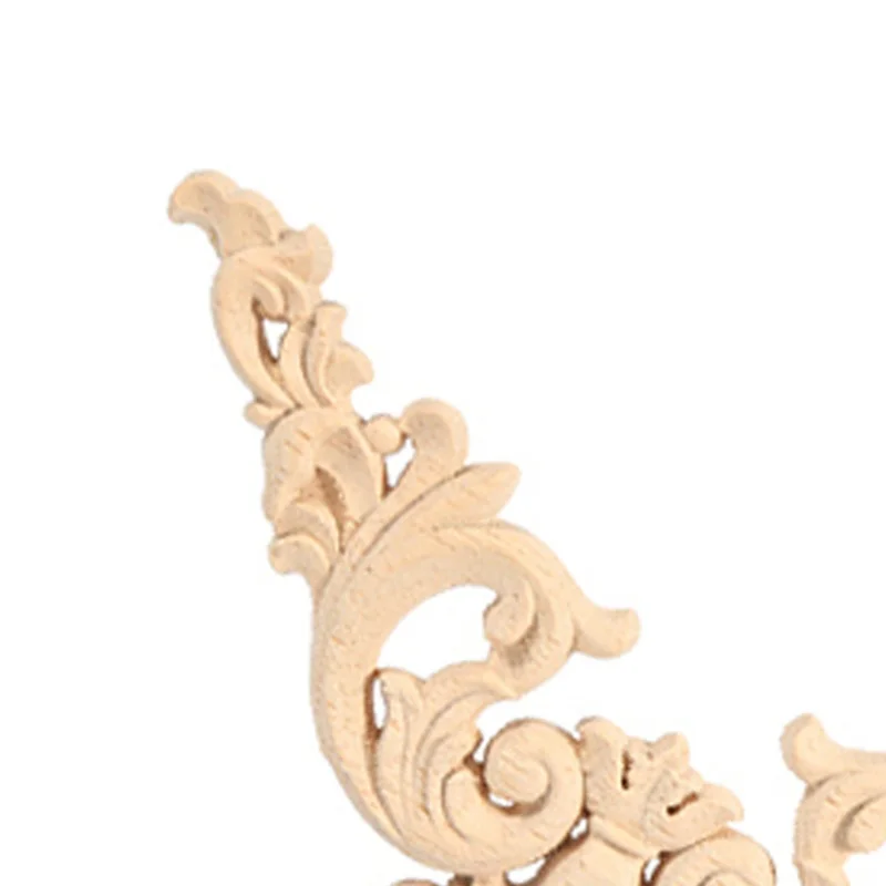 4PCS Rubber Wood Carved Corner Onlay Applique Furniture Flower Shape Unpainted 12x 12cm