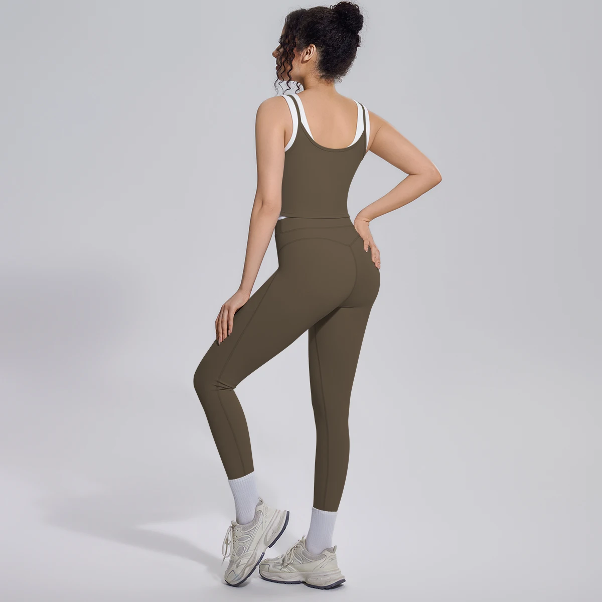 Hamidou Damen Yoga-Set, sexy, stoßdämpfend, Lauf-Yoga-Top, Farbblock-Design, hochtaillierte Fitness-Sport-Yoga-Hose, Gym-Yoga-Set – Detail 24