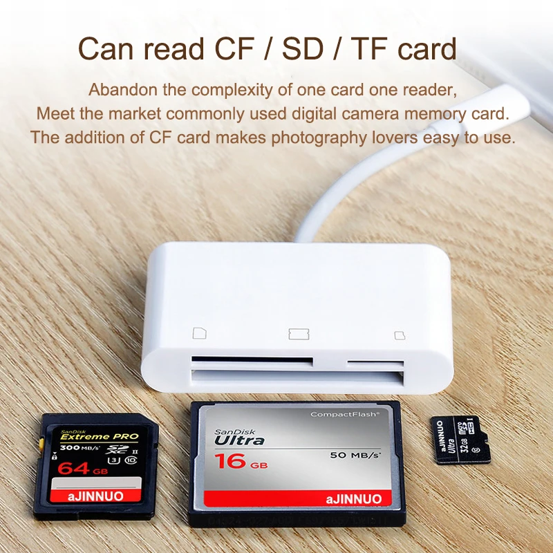 MERBOK 3-in-1 CF Reader SD TF Memory Card Camera Compatible with Canon DSLR - Compact Portable Data Transfer Tool