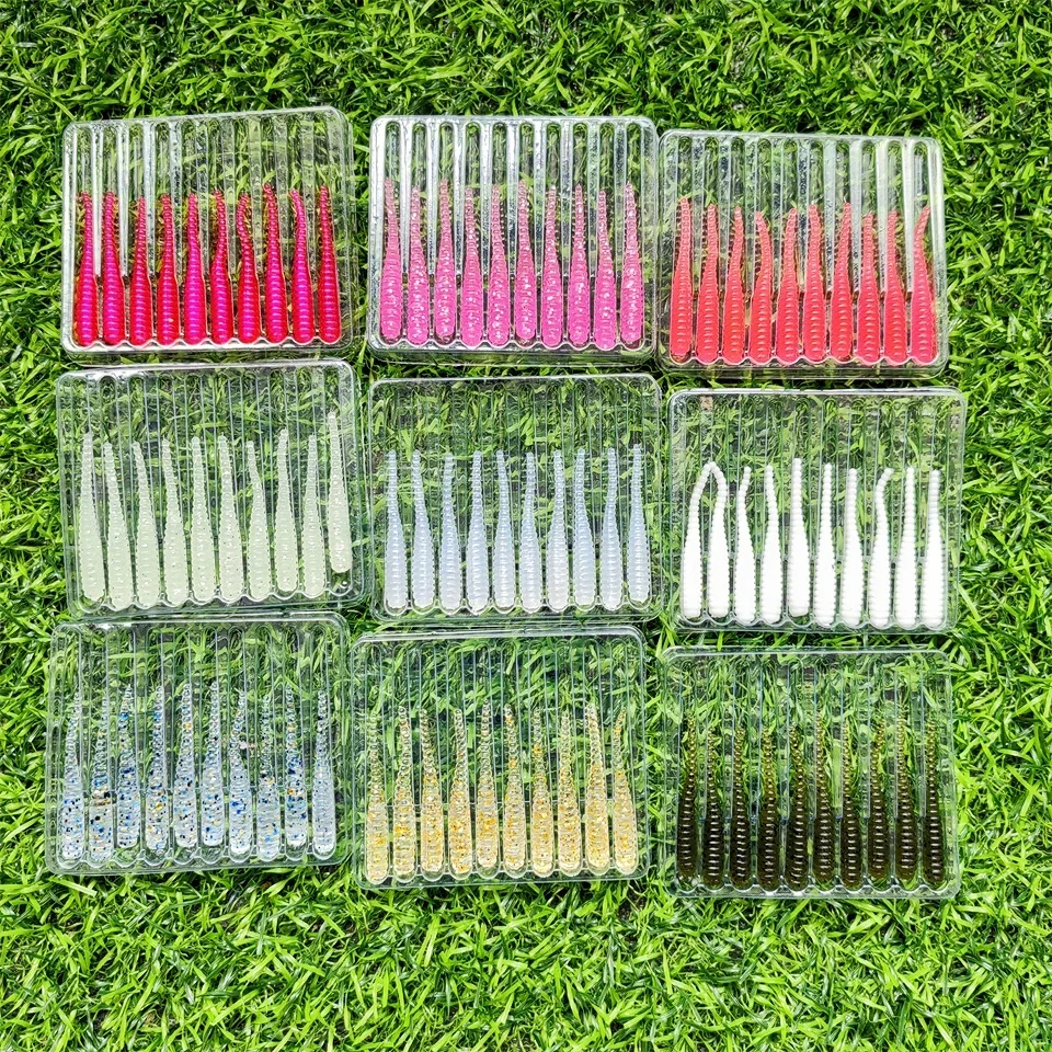 MUKUN New Soft Lure 10pcs Silicone Bait 35mm 0.3g Straight Tail Pin Swimbait Wobblers Worm Bass Carp Rockfishing Fishing Tackle