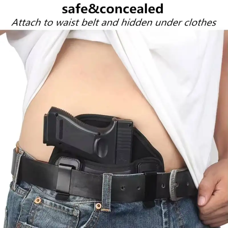 

Черная кобура IWB для скрытого ношения — кожаная мужская кобура для пистолета, подходит для Glock 19/43X/17 и 1911, безопасная кобура для скрытия