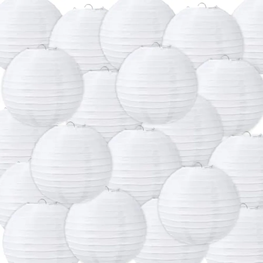 

Набор из 48 белых китайских и японских бумажных фонариков, декоративные подвесные круглые бумажные фонарики для украшения свадеб, дней рождения и вечеринок