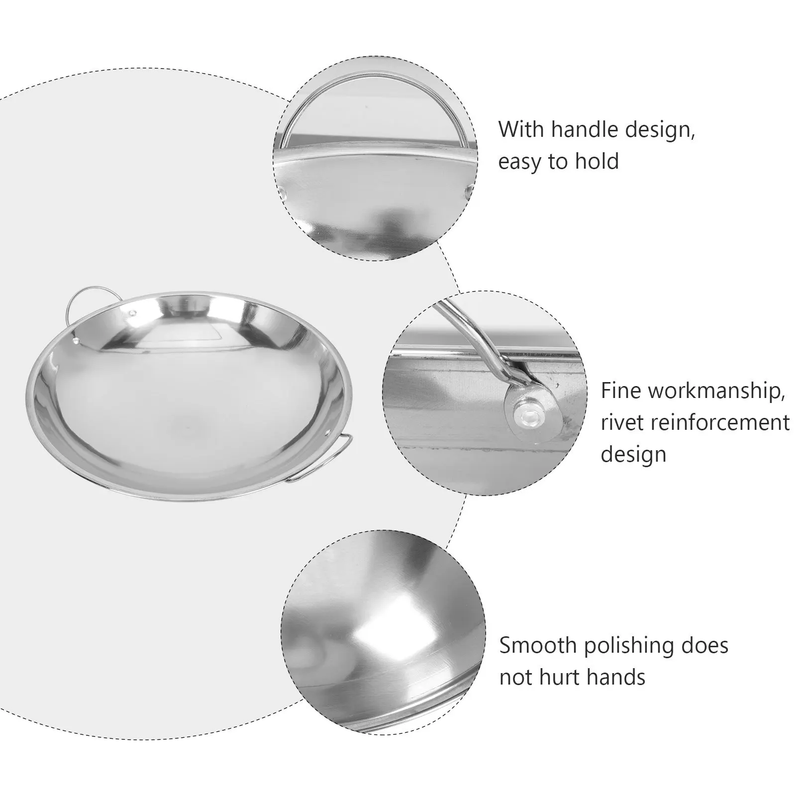 

Сухая кастрюля из нержавеющей стали с двойным ухом, утолщенная, разогревающая кастрюля для лапши, горячая кастрюля, бытовая кухонная посуда на день рождения