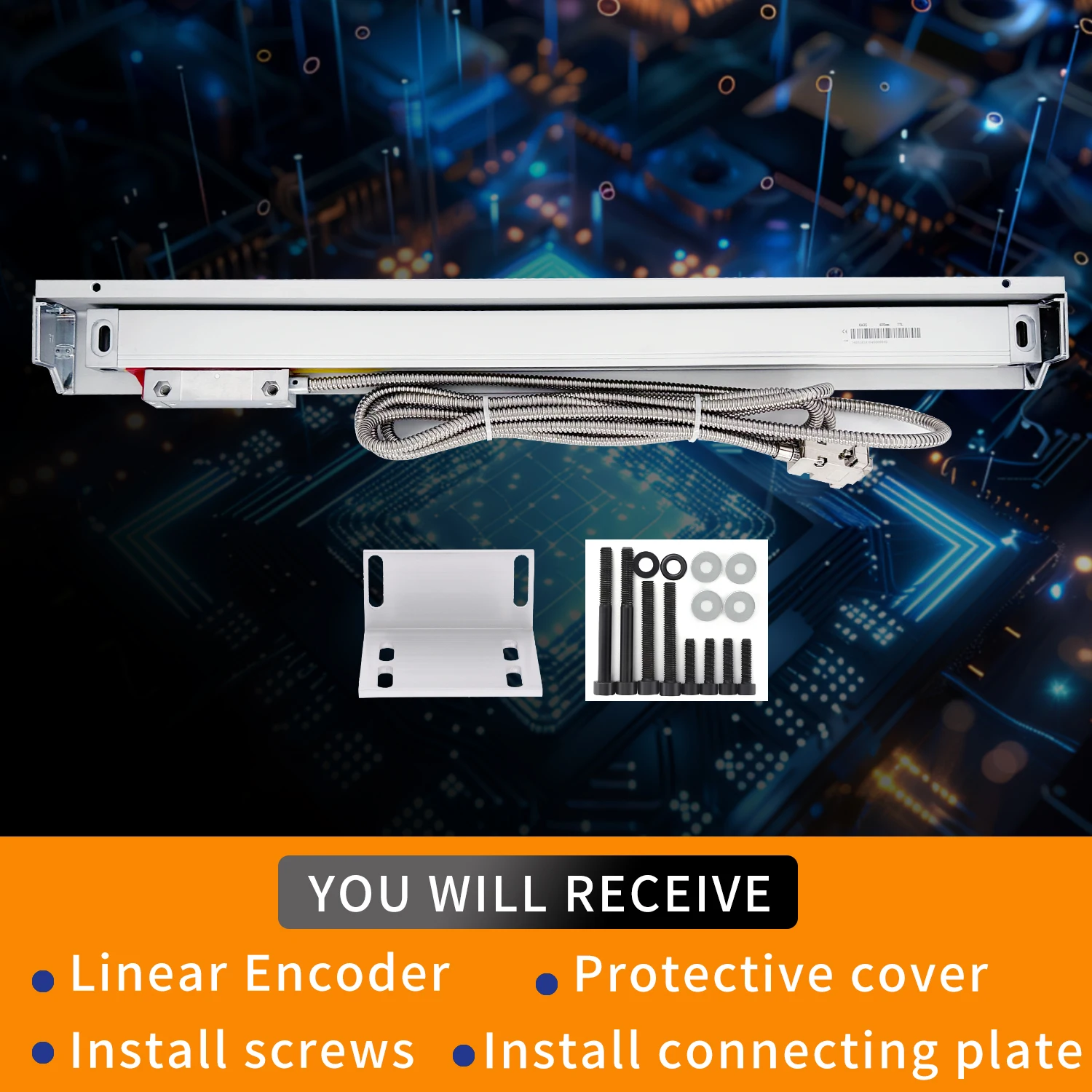 SINO KA35 High-Precision Linear Scales 5μm Accuracy 5V TTL Optical Ruler Stroke Length 100/200/250/300/400/450/500mm