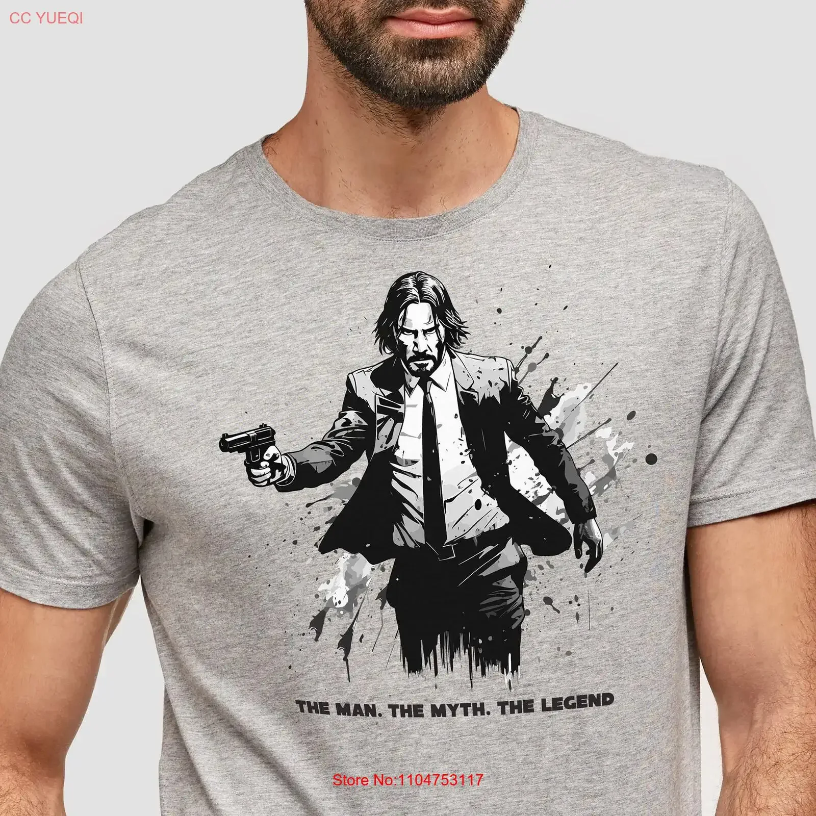 Keanu Reeves Fan ArT T Shirt Action Movie The Man Myth Legend Heavy Cotton for Husband vintage Washed Top For Everyday Wear