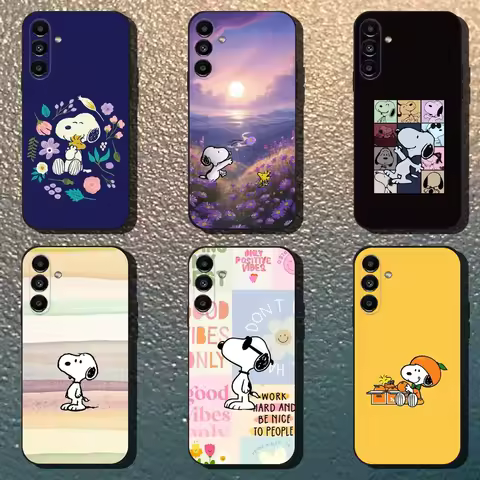 Cartoon S-Snoopys Phone Case For Samsung Galaxy A13,A21s,A22,A31,A32,A52,A53,A71,A80,Soft Black Shell