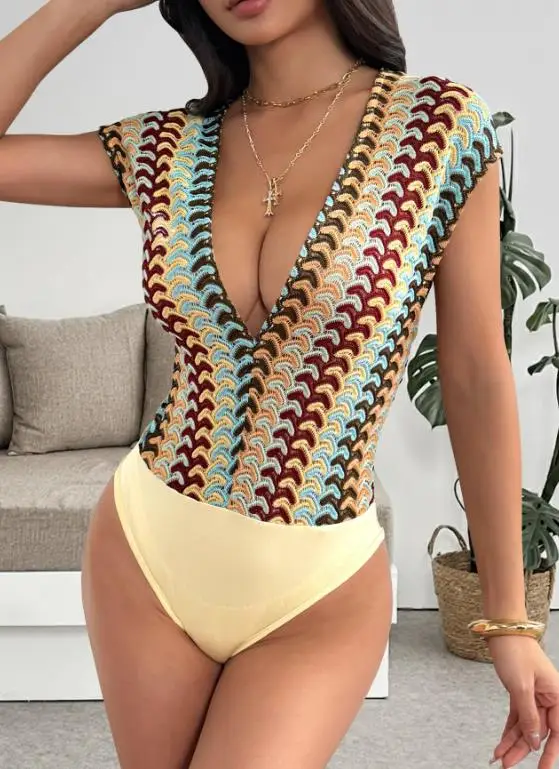 

Womens Jumpsuit 2026 Summer New Sexy Style Jumpsuit Ethnic Style Deep V-Neck Flying Sleeves Embroidered Patchwork Jumpsuit