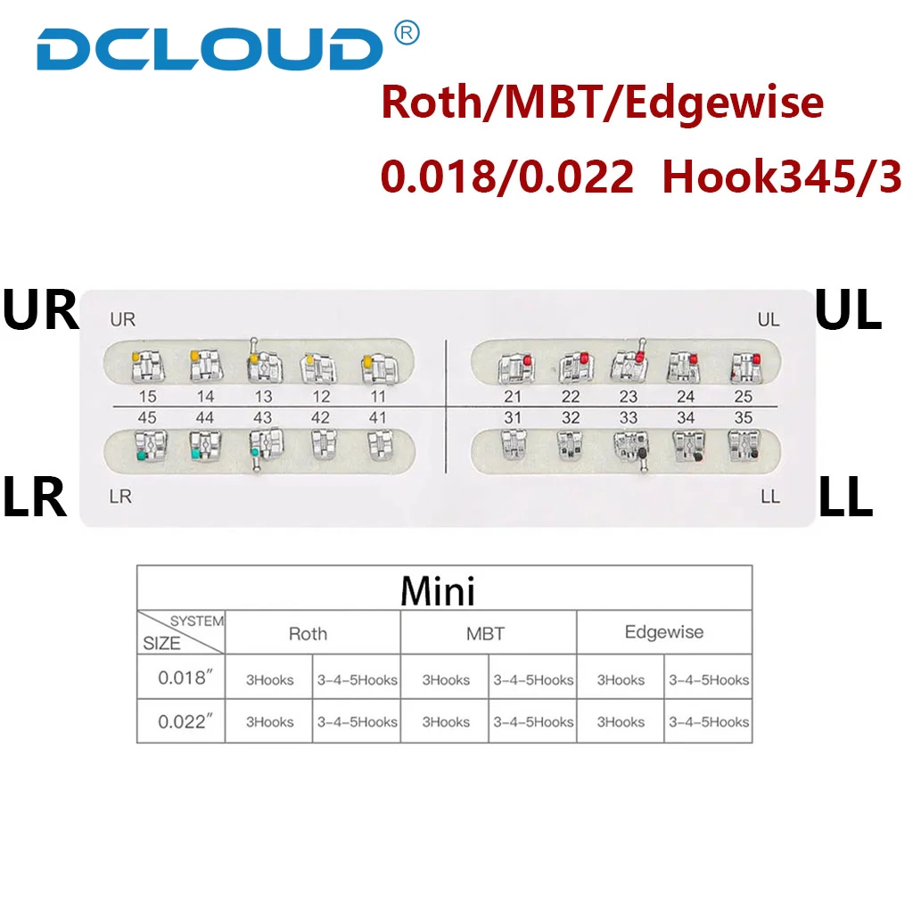 200 Stücke/10 Packungen Dental Kieferorthopädische Klammern Klammer Metall Monoblock Split Mini Roth/MBT/Edgewise Slot.022/018 Haken 3/345 Zahnmedizin – Detail 7