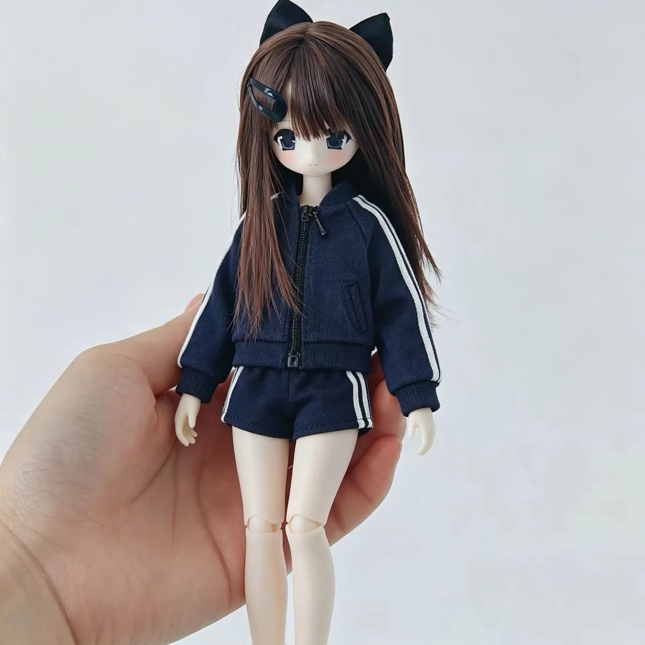 1/6 Azone Doll Clothes Accessories Sportswear Casual Preppy-style Navy Blue Top + Shorts Set For OB22/OB24 Azone DIY Dress UP