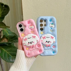 Cute stand bow dog phone case for Samsung Galaxy s24 ultra s23 ultra s23fe s21fe a12 m12 a13 a14 a15 a24 a25 a35 a51 a31 a30s