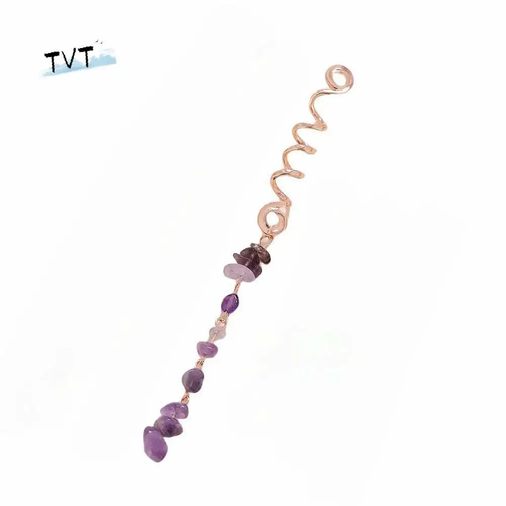 

Styling Hair Accessories Dreadlock Hair Jewelry Metal Braid Headdress Long Tassel Colored Stone Pendant DIY Hair Charms Hip-hop