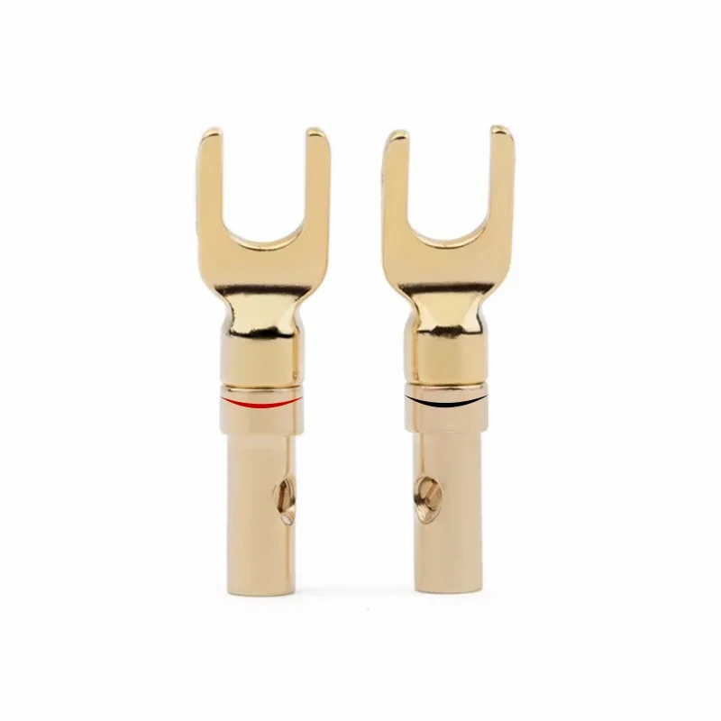 8Pcs Y Spade Speaker Brass Gold Plated And Silver Plated Plugs Audio Screw Fork Adapter Connector