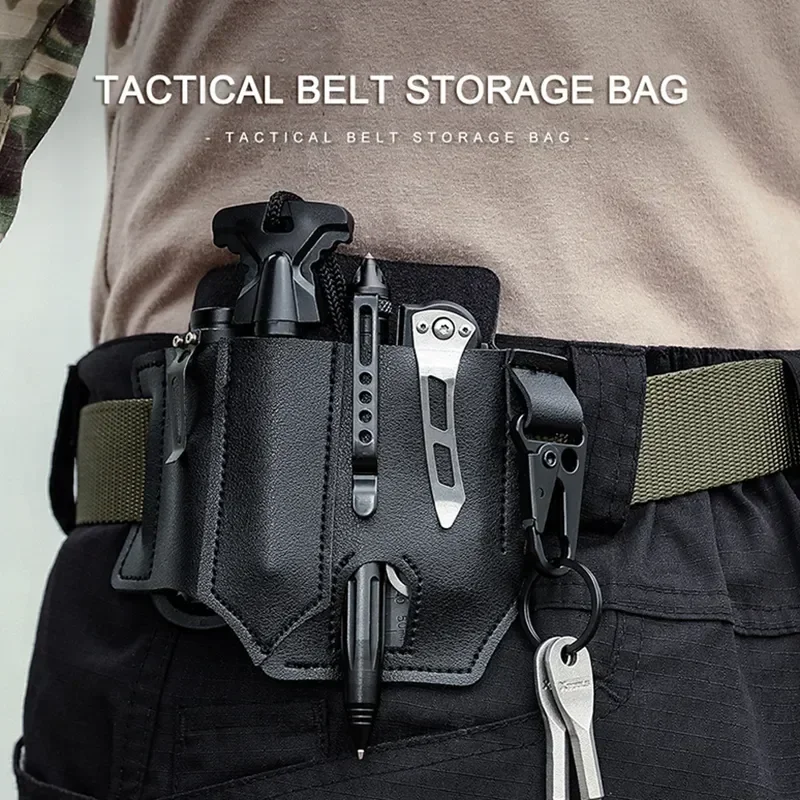 

Leather Sheath Case Tactical Gear Multifunction Tools EDC Pocket Organizer Outdoor Camping Hunting Waist Belt Flashlight Pouch