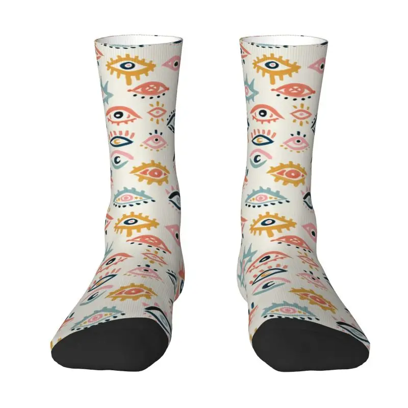 Mystic Eyes Primary Palette Dress Socks Men's Women's Warm Fashion Novelty Hamsa Amulet Crew Socks