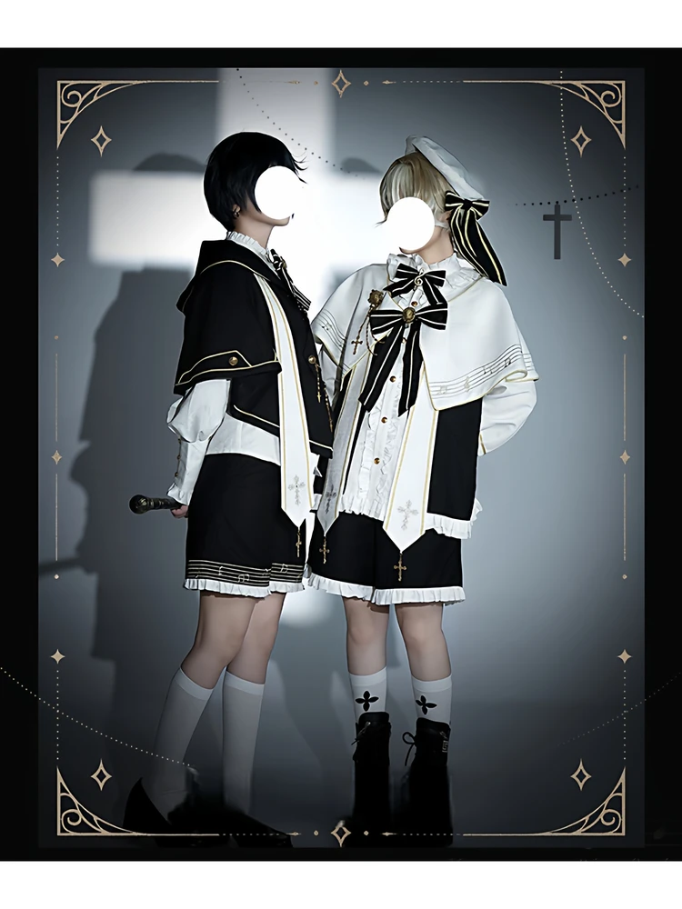 Original Lolita Cosplay Prince Costume French Court Style Retro Halloween Cos Outfits Long Sleeve Shirt Shorts Cape 3-Piece Set
