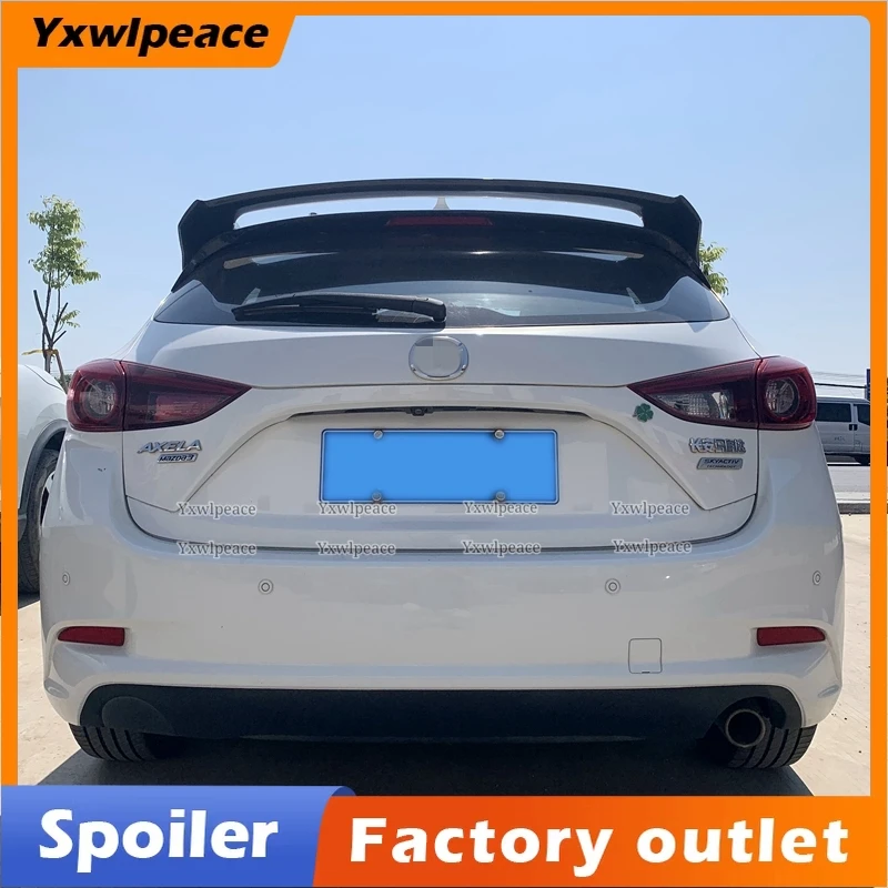 

For Mazda 3 AXELA Hatchback 2014 2015 2016 2017 2018 Carbon Fiber / FRP Black Rear Roof Spoiler Car Accessories