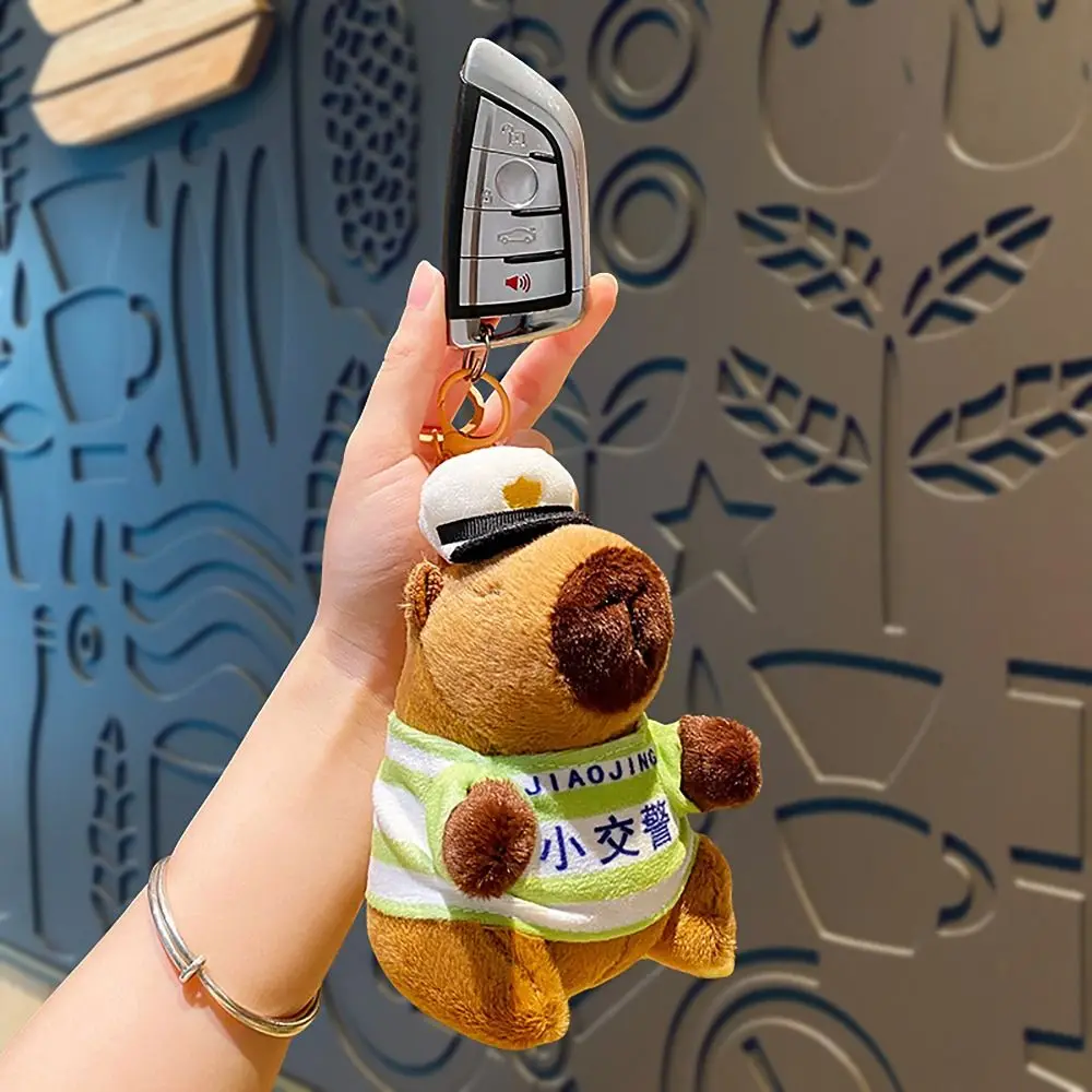 Fireman Traffic Police Capybara Capybara Keychain Plus Toy INS Style Dolls Pendant Police Capybara Bag Charms for Girls Gift