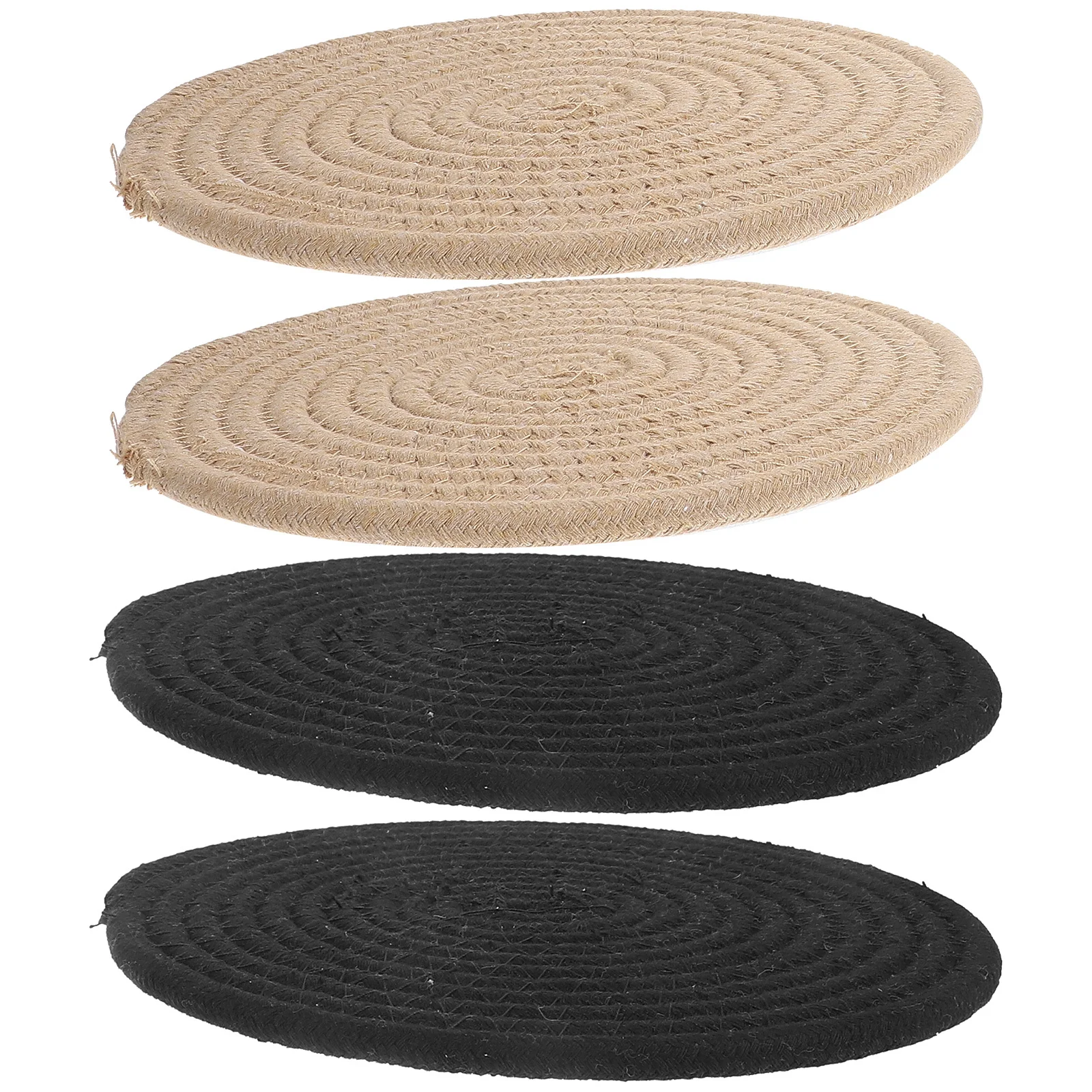 4 قطعة القطن المنسوجة بوثولدر مقاومة للحرارة الركيزة المستديرة لطاولة المطبخ حماية عدم الانزلاق وعاء حامل مجموعة تحديد الموقع الزخرفية