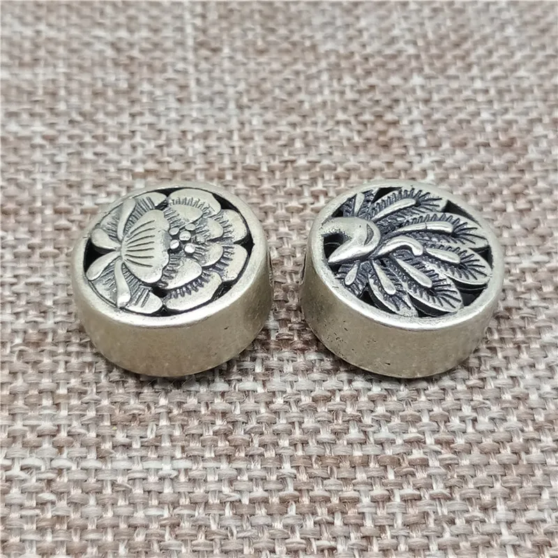 1 Piece Double Sided Oxidized Peacock Flower Bead in 925 Sterling Silver 3