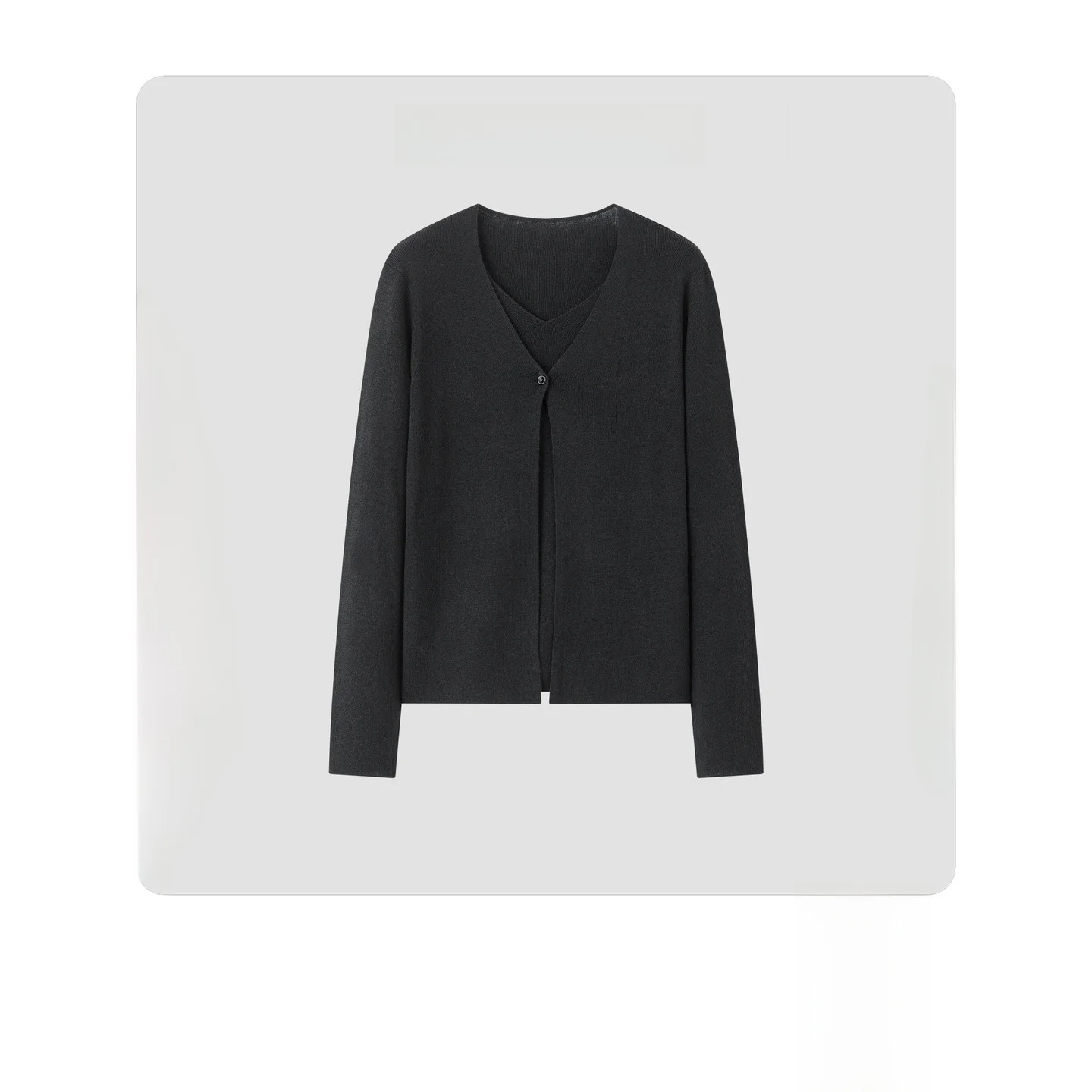 

Hua Ji Yan Bla Sugar Heart Wool Blend Spun Yarn Fake Two Piece V Ne Long Sve Open Cardigan Top Women's Knittedwear
