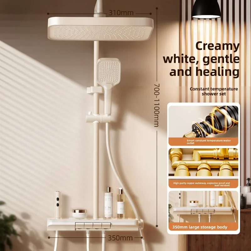 Thermostatic Shower Set All Copper Home Bathroom Kit High Pressure Shower Head Home Bathroom Collection Copper Shower Set