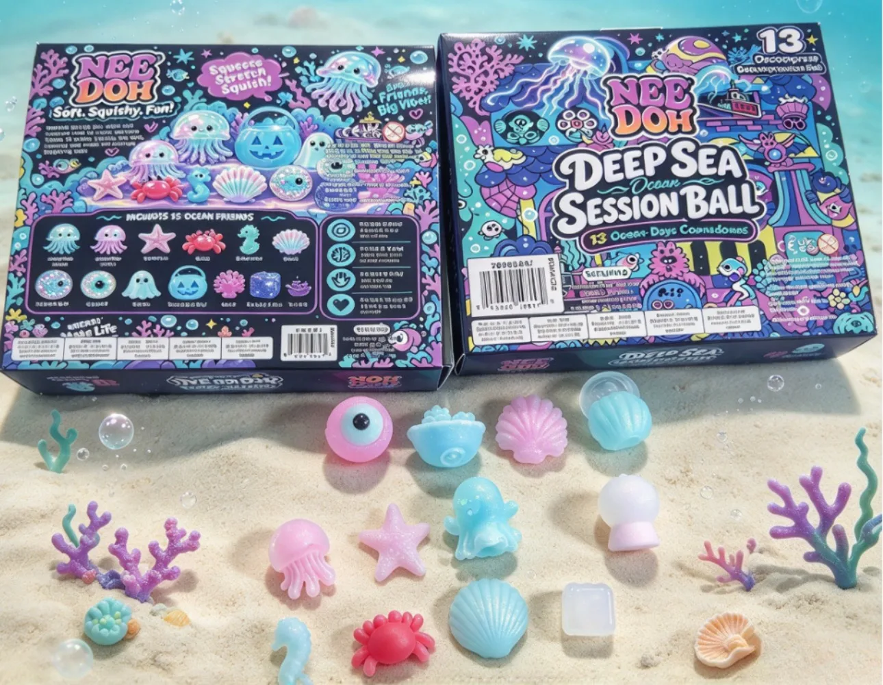 2026 Collectible NeeDoh Deep Sea Stress Relief Ball Xmas 24 Days Advent Calendar Christmas Tree Decor for Adults Box