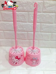 Sanrio Melody Kuromi Hello Kitty Cinnamoroll Pochacco Cartoon Toilet Brush Set Plastic Toilet Set with Base Toilet Brush Set