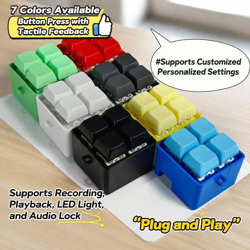 4 Buttons Keyboard Keychain Light Keyboard Clicker Mechanical Keyboard Keyring Stress Relief Toys Gift For Girlfriend-TOY