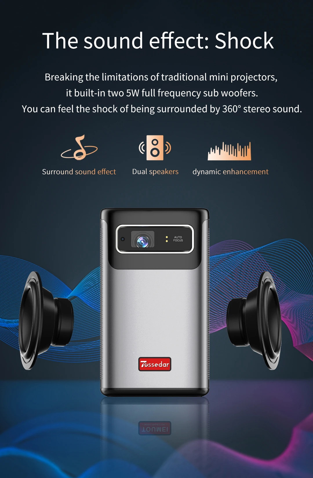 TOSSEDAR P3 Portable Smart Android 9 Beamer Projector 4K HD 720P Video Mini LCD TV For Home Theater Auto Focus Bluetooth WiFi