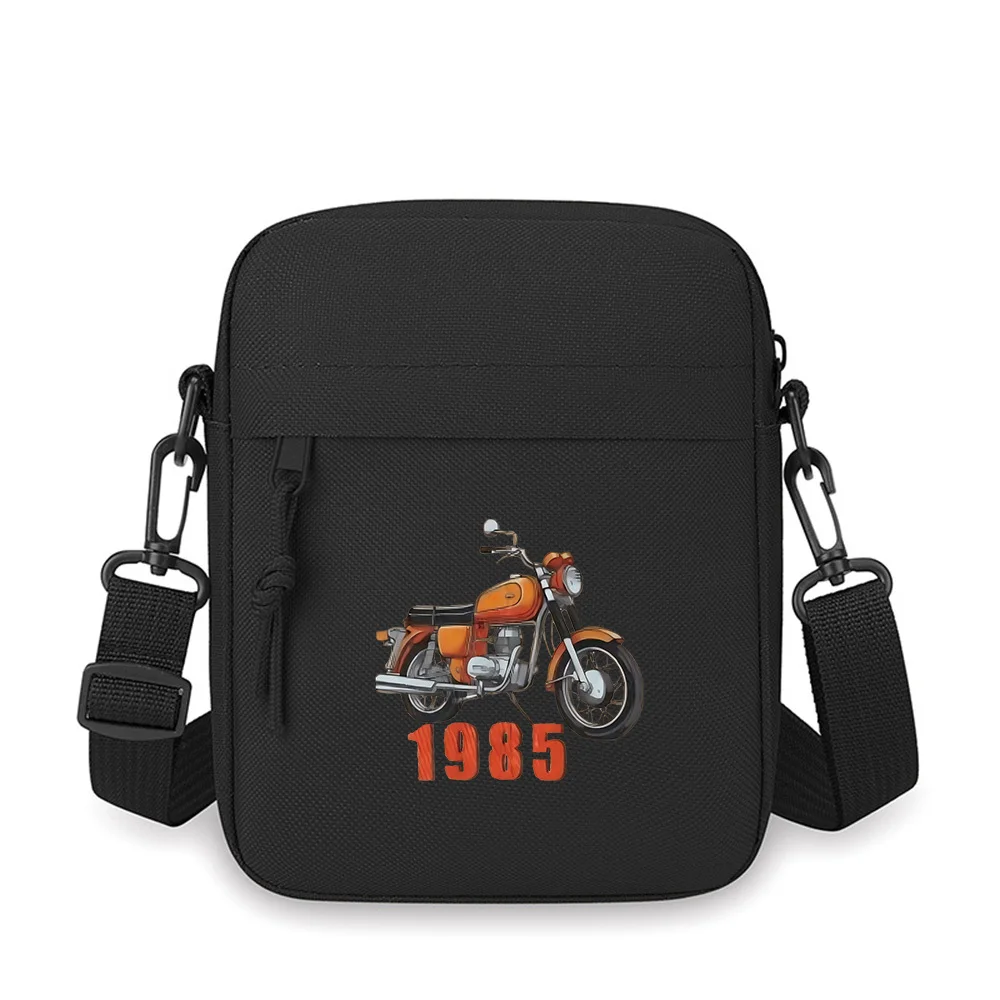 

Motorcycle with retro style number Men Crossbody Bag Single Shoulder Women Cartoon Anime Film Printing Design Unisex
