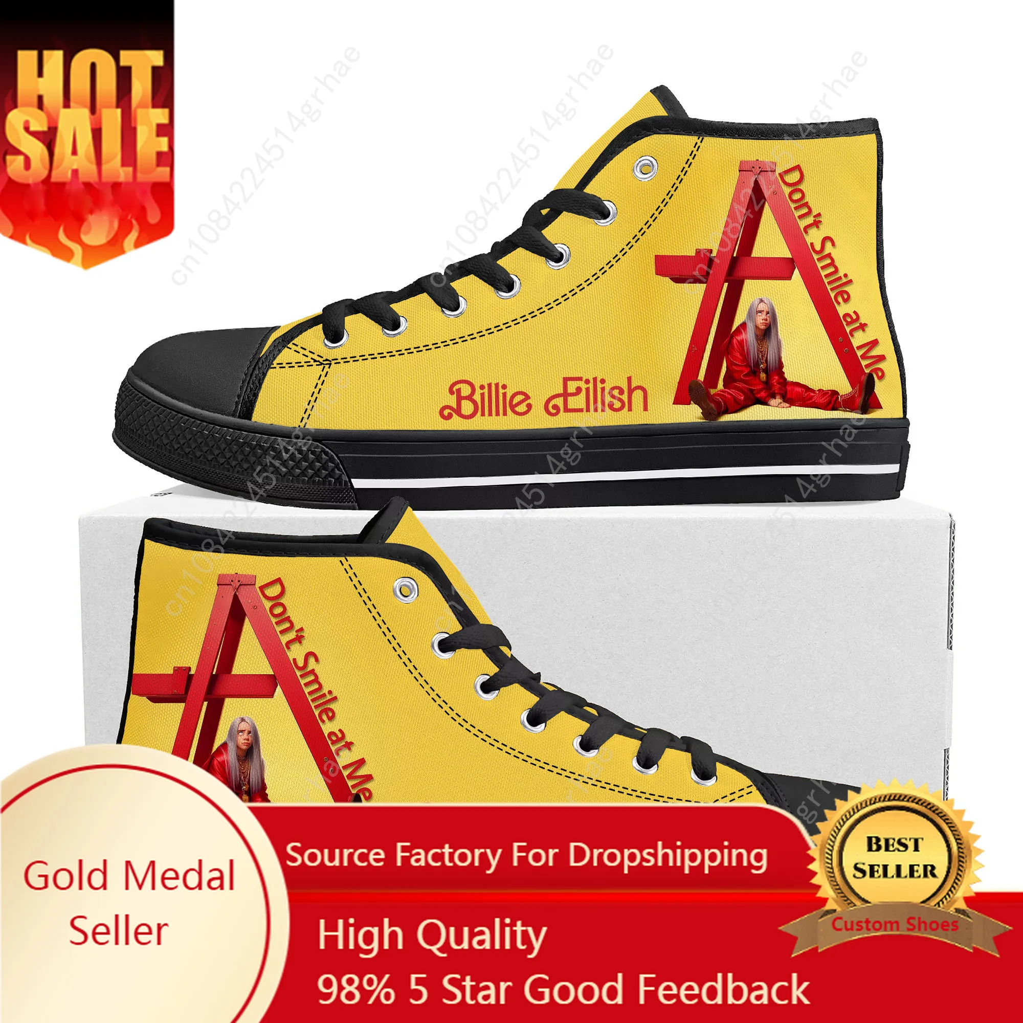 Hot Bilie What Was I Made For Eilish Red logo High Top Sneakers Mens Womens Teenager Canvas Sneaker Casual Custom Made Shoes